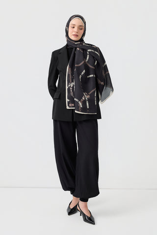 Cotton Twill Scarf Linkage Black