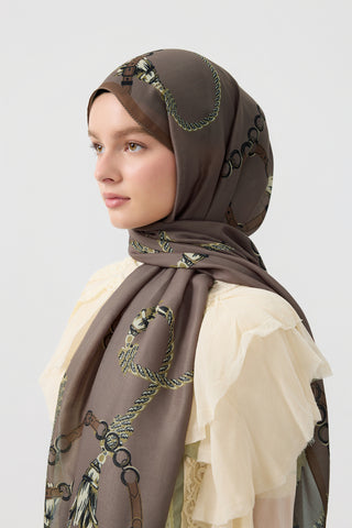 Cotton Twill Scarf Linkage Cool Brown