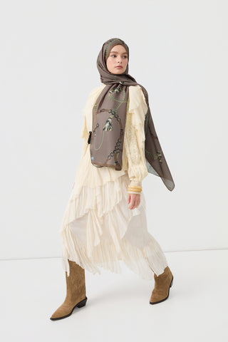 Cotton Twill Scarf Linkage Cool Brown