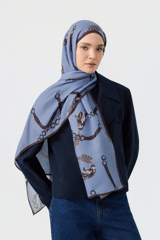 Cotton Twill Scarf Linkage Light Blue