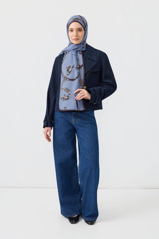 Cotton Twill Scarf Linkage Light Blue