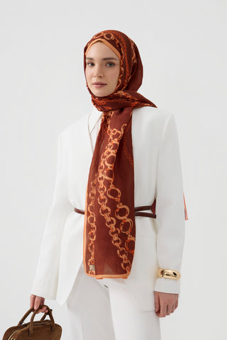 Cotton Twill Scarf Loop Line Burgundy
