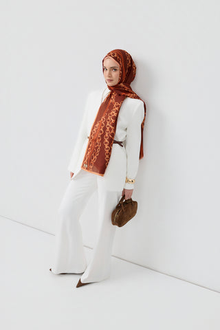 Cotton Twill Scarf Loop Line Burgundy