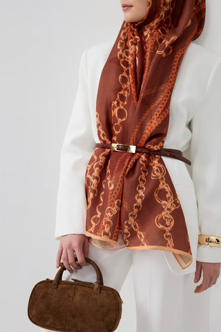 Cotton Twill Scarf Loop Line Burgundy