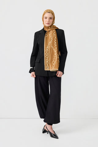 Cotton Twill Scarf Loop Line Camel