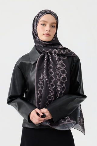 Cotton Twill Scarf Loop Line Grey