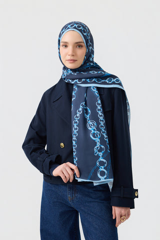Cotton Twill Scarf Loop Line Indigo