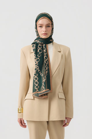 Cotton Twill Scarf Loop Line Dark Green