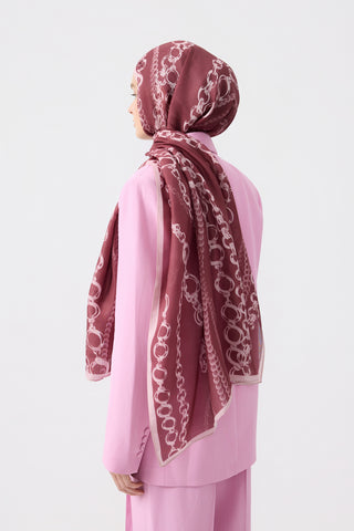 Cotton Twill Scarf Loop Line Plum