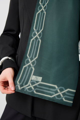 Cotton Twill Scarf Interlock Dark Green