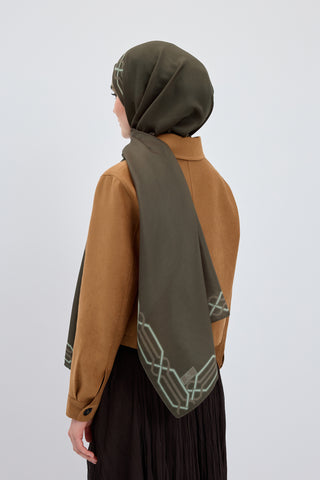 Cotton Twill Scarf Interlock Olive