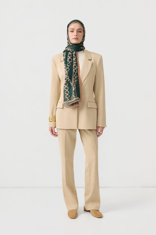 Cotton Twill Scarf Loop Line Dark Green