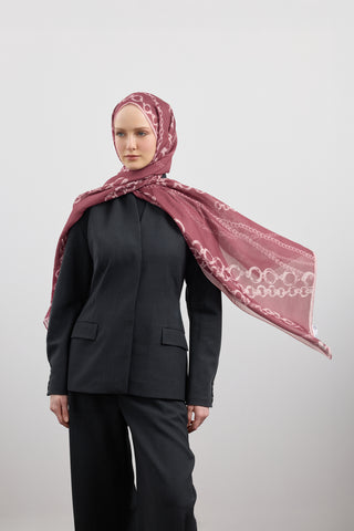 Cotton Twill Scarf Loop Line Plum