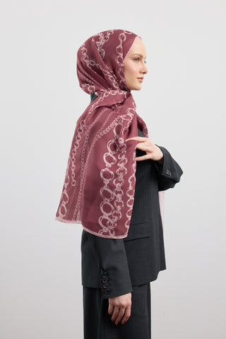 Cotton Twill Scarf Loop Line Plum