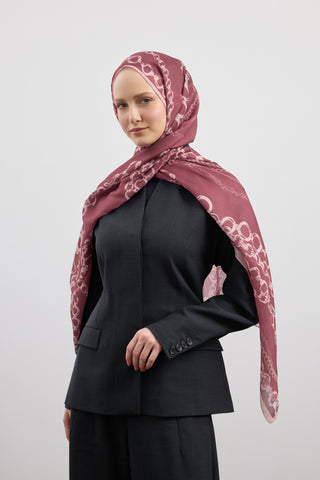 Cotton Twill Scarf Loop Line Plum