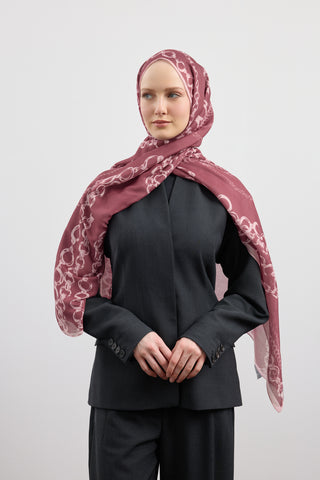 Cotton Twill Scarf Loop Line Plum