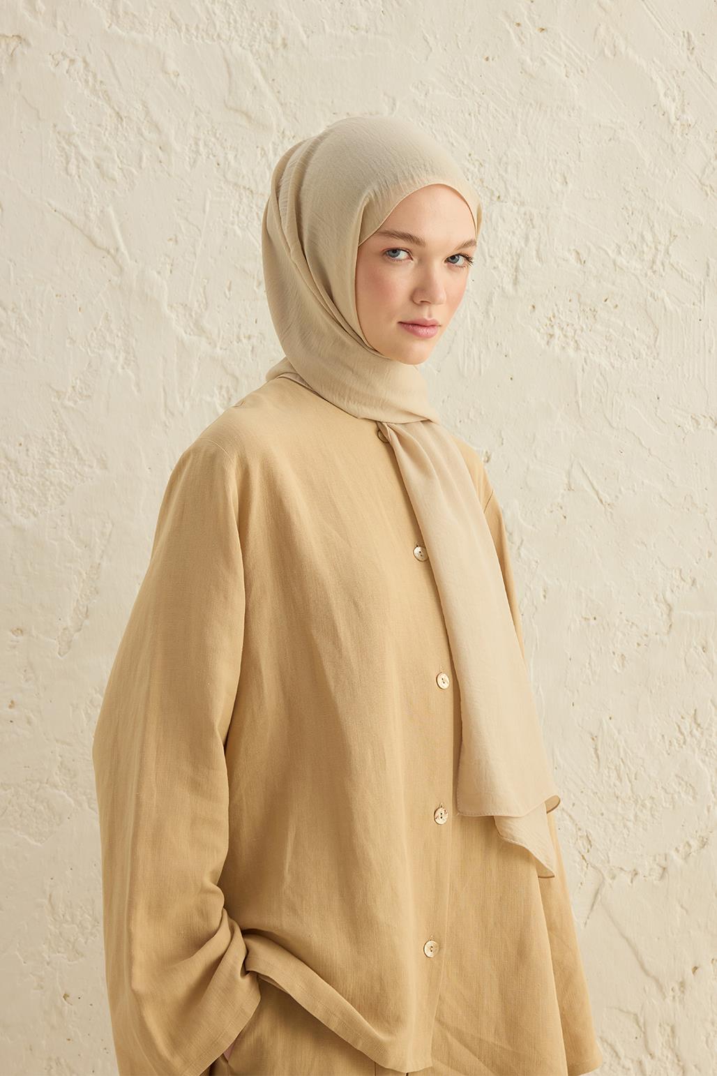 Crepe Krash Shawl Beige