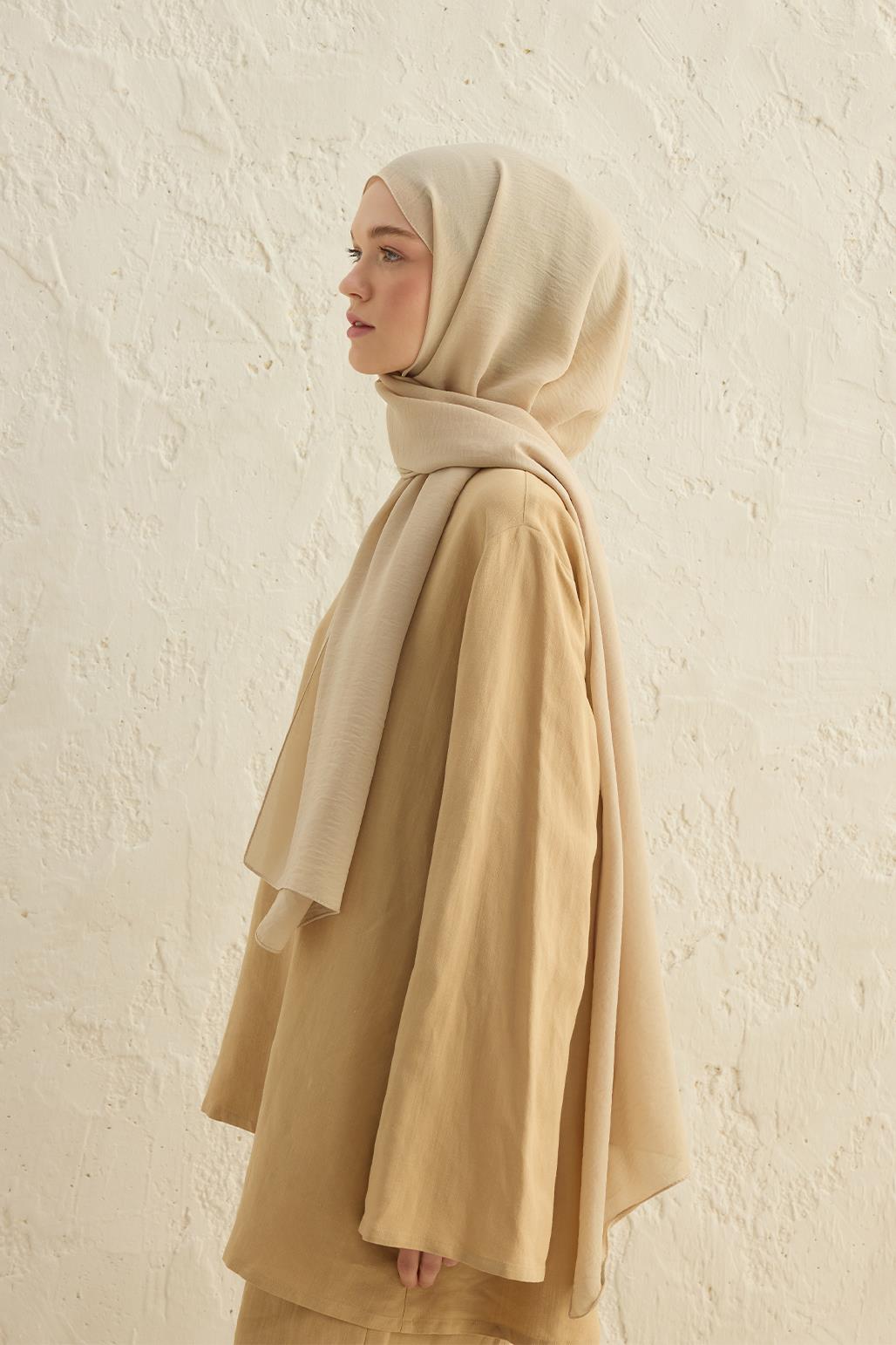 Crepe Krash Shawl Beige