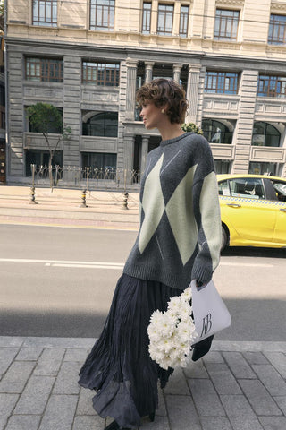 Crinkle Effect Long Flared Skirt Charcoal