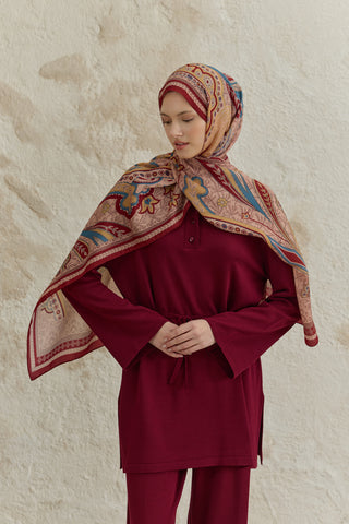Cupra Prive Patterned Scarf Blossom Burgundy