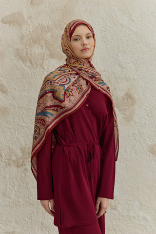 Cupra Prive Patterned Scarf Blossom Burgundy