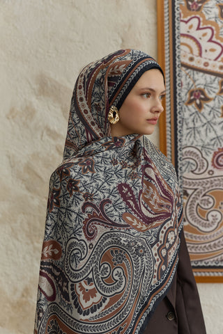 Cupra Prive Patterned Scarf Blossom Reddish Brown