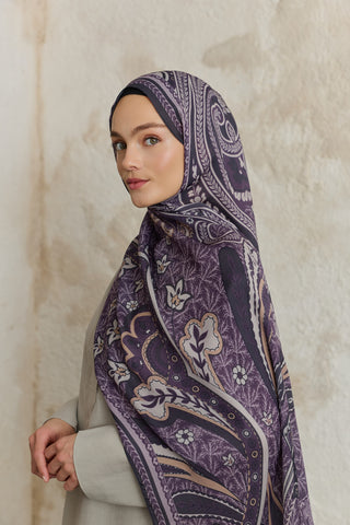 Cupra Prive Patterned Scarf Blossom Dark Plum