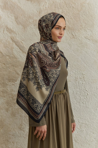 Cupra Prive Patterned Scarf Blossom Taupe