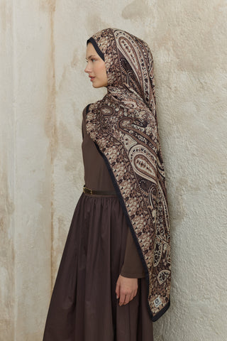 Cupra Prive Patterned Scarf Saga Chocolate Brown