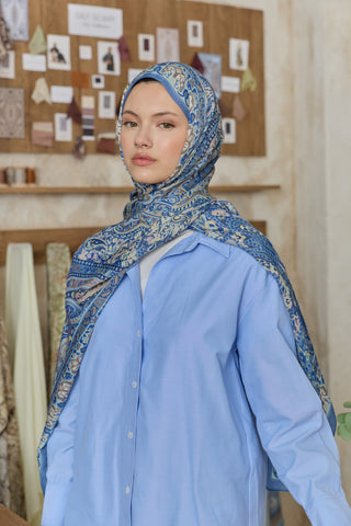 Cupra Prive Patterned Scarf Saga Indigo