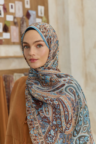 Cupra Prive Patterned Scarf Saga Turquoise