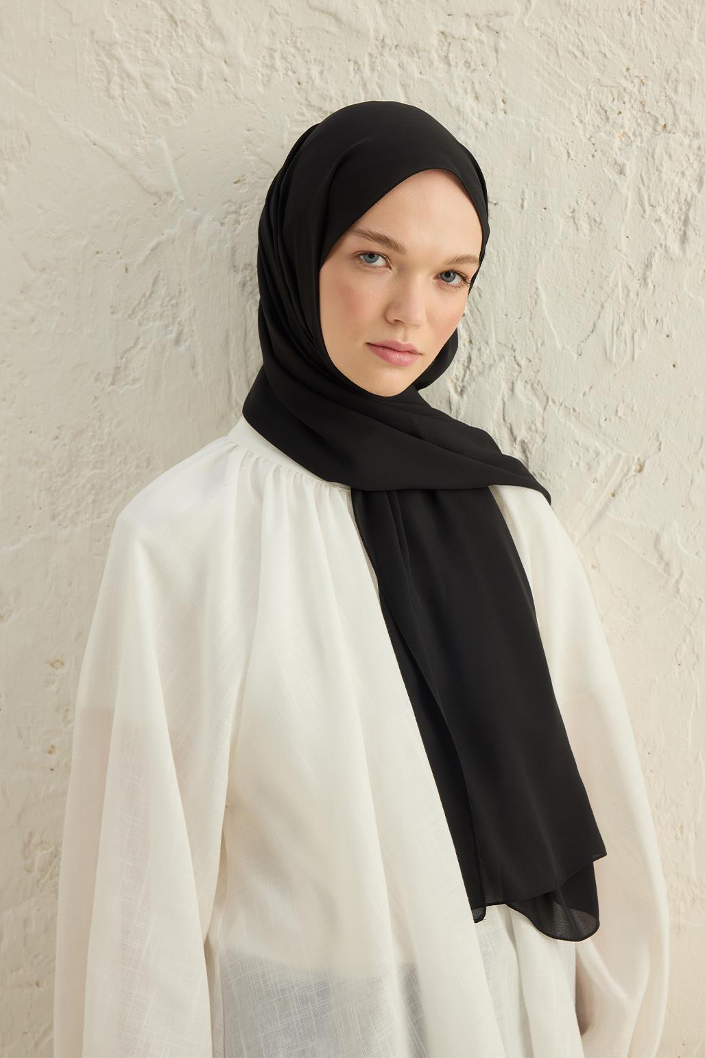 Daily Crepe Shawl Black