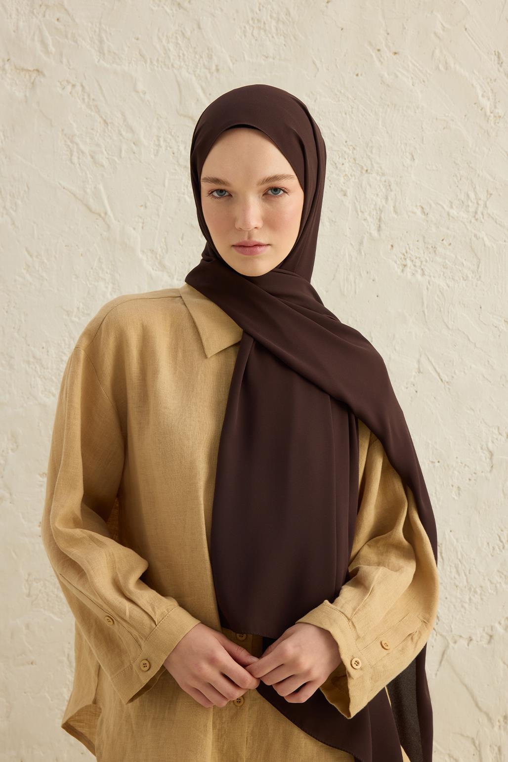 Daily Crepe Shawl Dark Brown