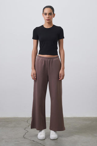 Dania High Waist Slit Loose Trousers Cocoa