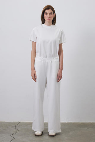 Dania High Waist Slit Loose Trousers Ecru