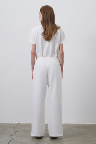 Dania High Waist Slit Loose Trousers Ecru