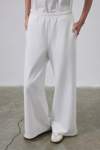 Dania High Waist Slit Loose Trousers Ecru