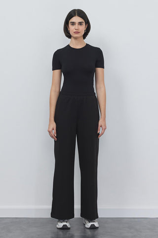 Dania High Waist Slit Loose Trousers Black