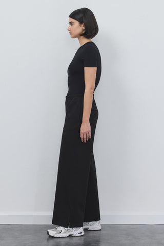 Dania High Waist Slit Loose Trousers Black