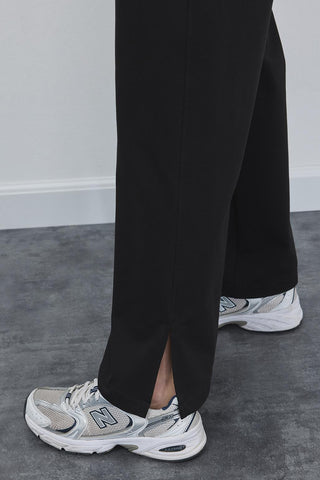 Dania High Waist Slit Loose Trousers Black