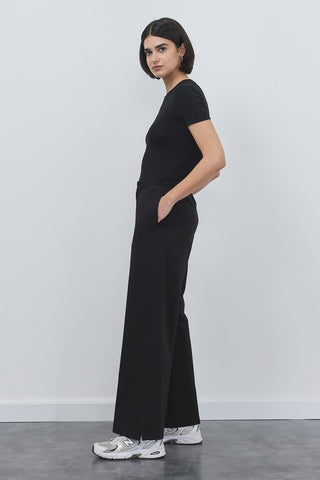 Dania High Waist Slit Loose Trousers Black