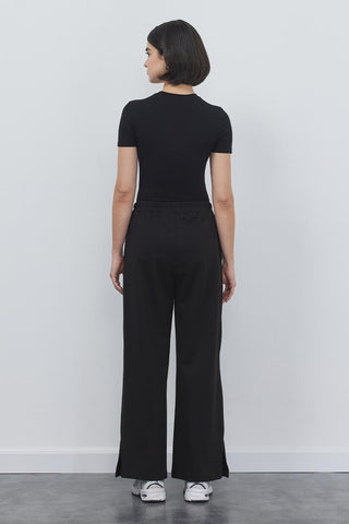 Dania High Waist Slit Loose Trousers Black