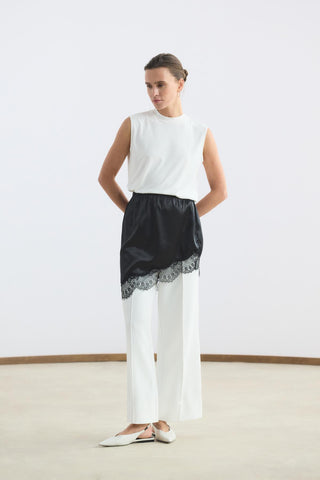 Lace Trim Skirt Lining Black