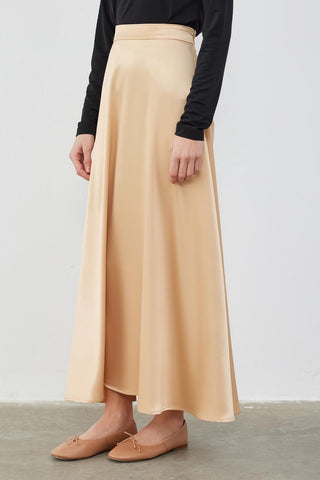 Debra Satin Flared Skirt Blonde