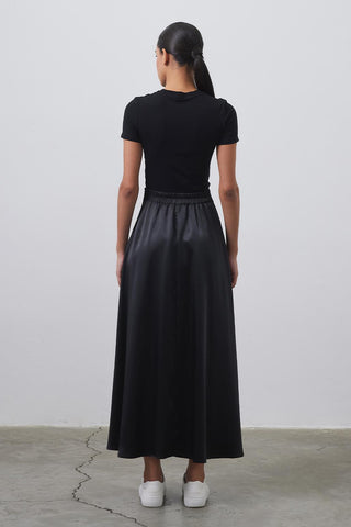 Debra Satin Flared Skirt Black