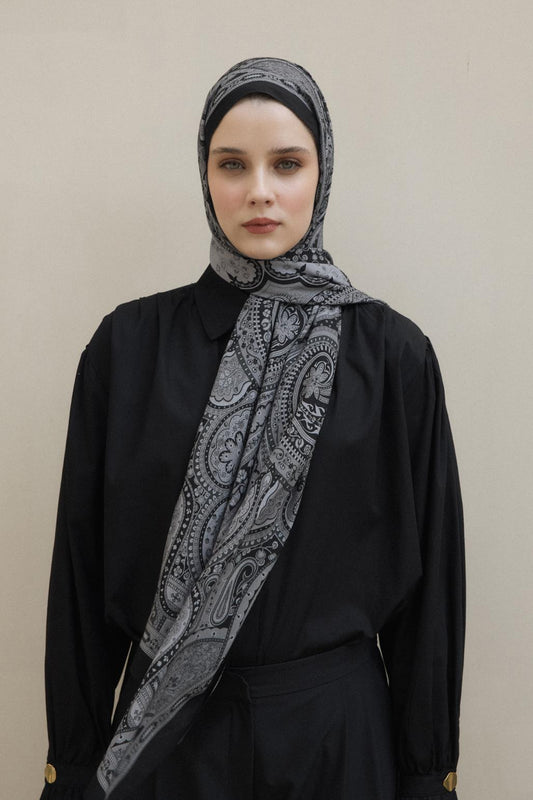 Deluxe Patterned Scarf Black Parl