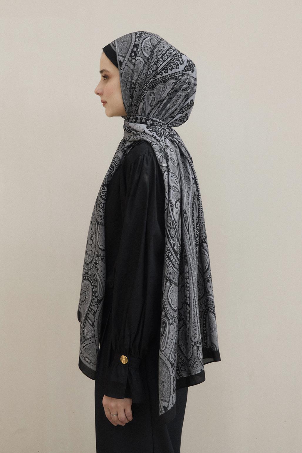 Deluxe Patterned Scarf Black Parl