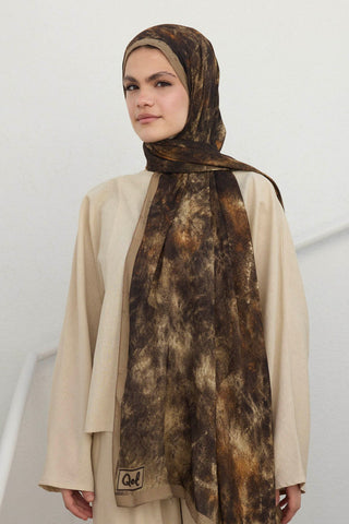 Deluxe Summer Scarf Batic Brown Patterned