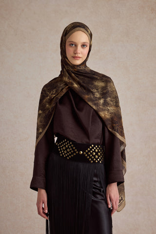 Deluxe Summer Scarf Batic Brown Patterned