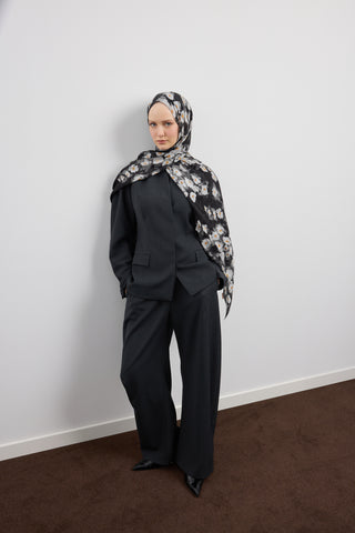 Deluxe Summer Scarf Soil Black Patterned
